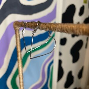 Silver Heart Hoops Earrings